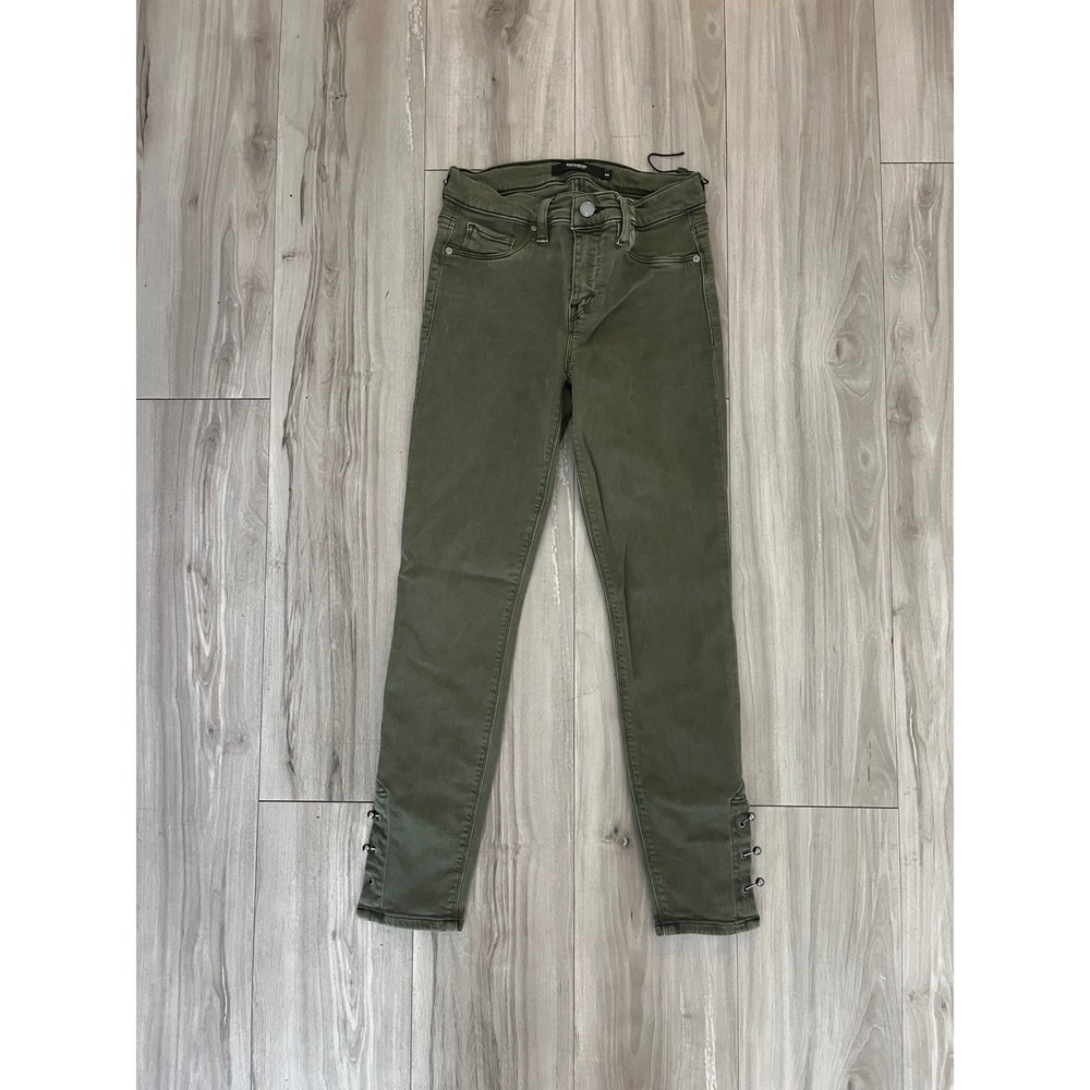Hudson Nico Mid-Rise Super Skinny Olive Green Lace Up Ankle Jeans 26